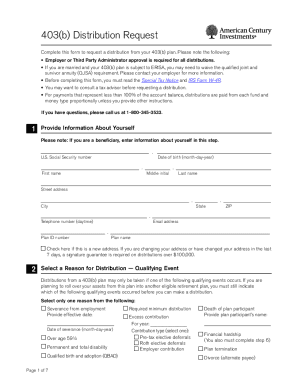 Fillable Online 403(b) Plan Distribution Request Form Fax Email Print ...
