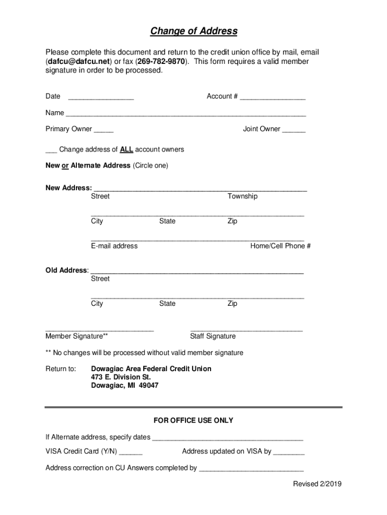 Fillable Online Your Members Are Moving: Address Change Considerations ...