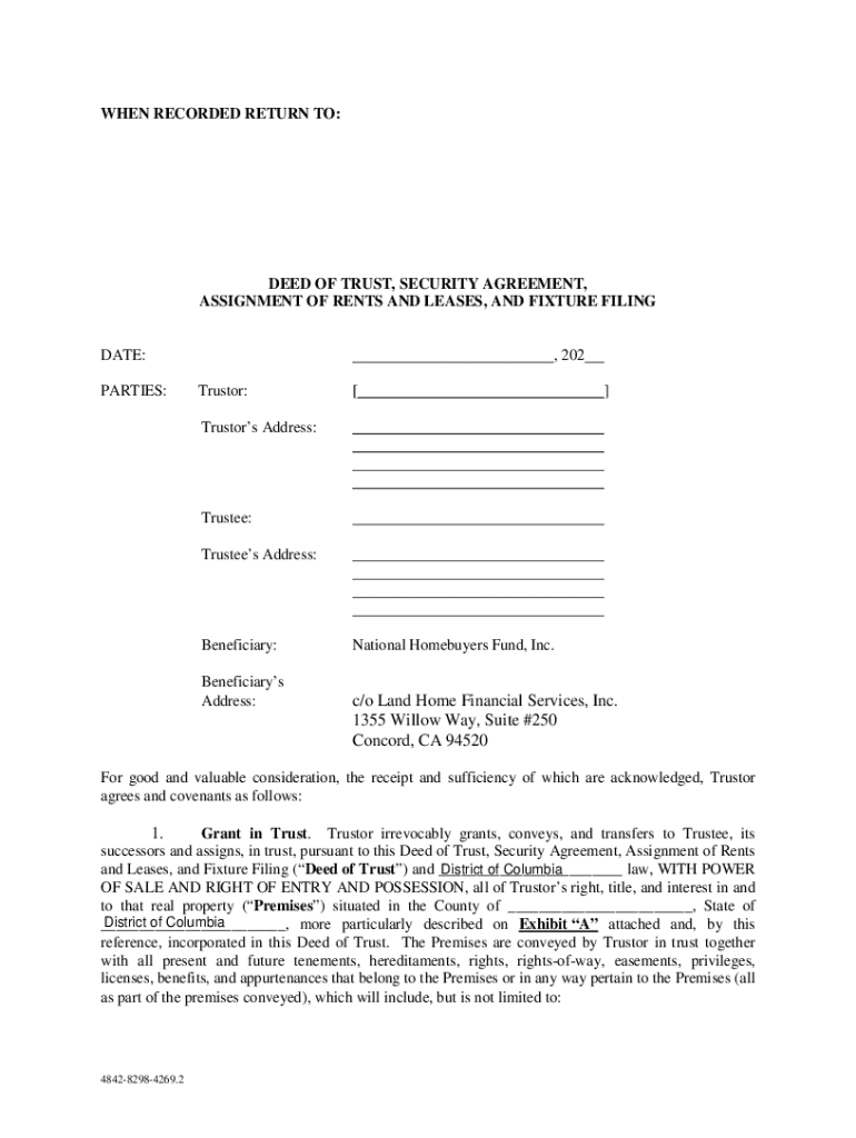 Fillable Online DEED OF TRUST WITH ASSIGNMENT OF RENTS Sample Fax