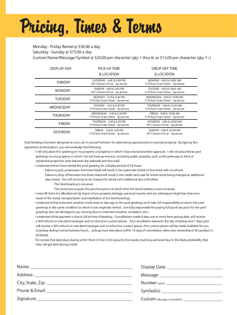 Fillable Online Card My Yard, the preferred yard greeting service Fax Email Print pdfFiller