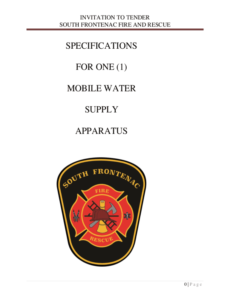 Fillable Online SPECIFICATIONS FOR ONE (1) MOBILE WATER SUPPLY Fax