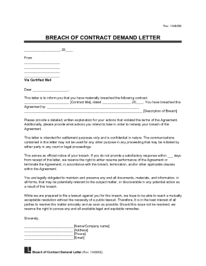 Free Breach of Contract Demand Letter - PDFWord - eForms