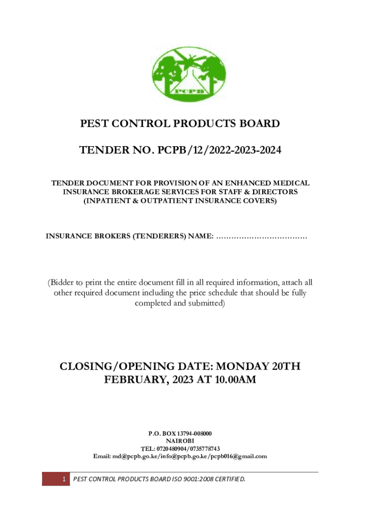 Fillable Online pest control products board tender no. pcpb/12/2022