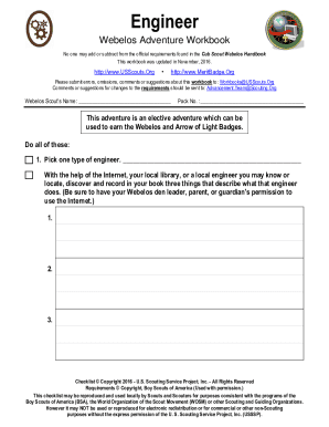 Fillable Online Webelos and Arrow of Light Elective Adventure ... Fax Email Print - pdfFiller