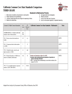Fillable Online California Common Core State Standards Comparison Fax ...