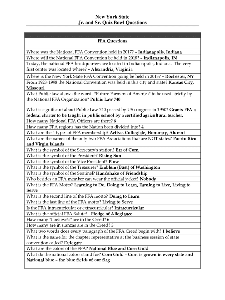 Fillable Online Quiz Bowl Questions Fill Online, Printable, Fillable
