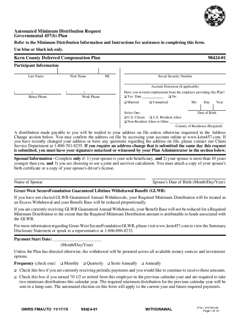 Fillable Online 457 Plan Distribution Request Form Fax Email Print