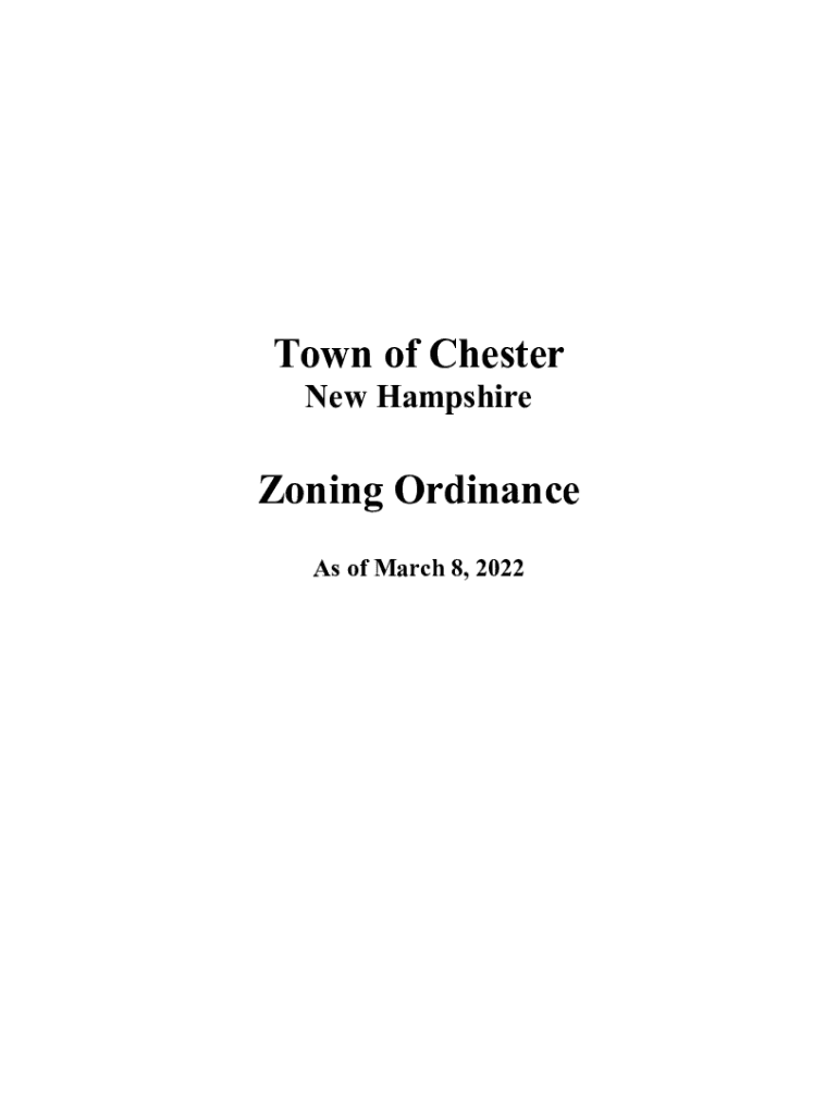 Fillable Online Town of Chester Zoning Ordinance Fax Email Print