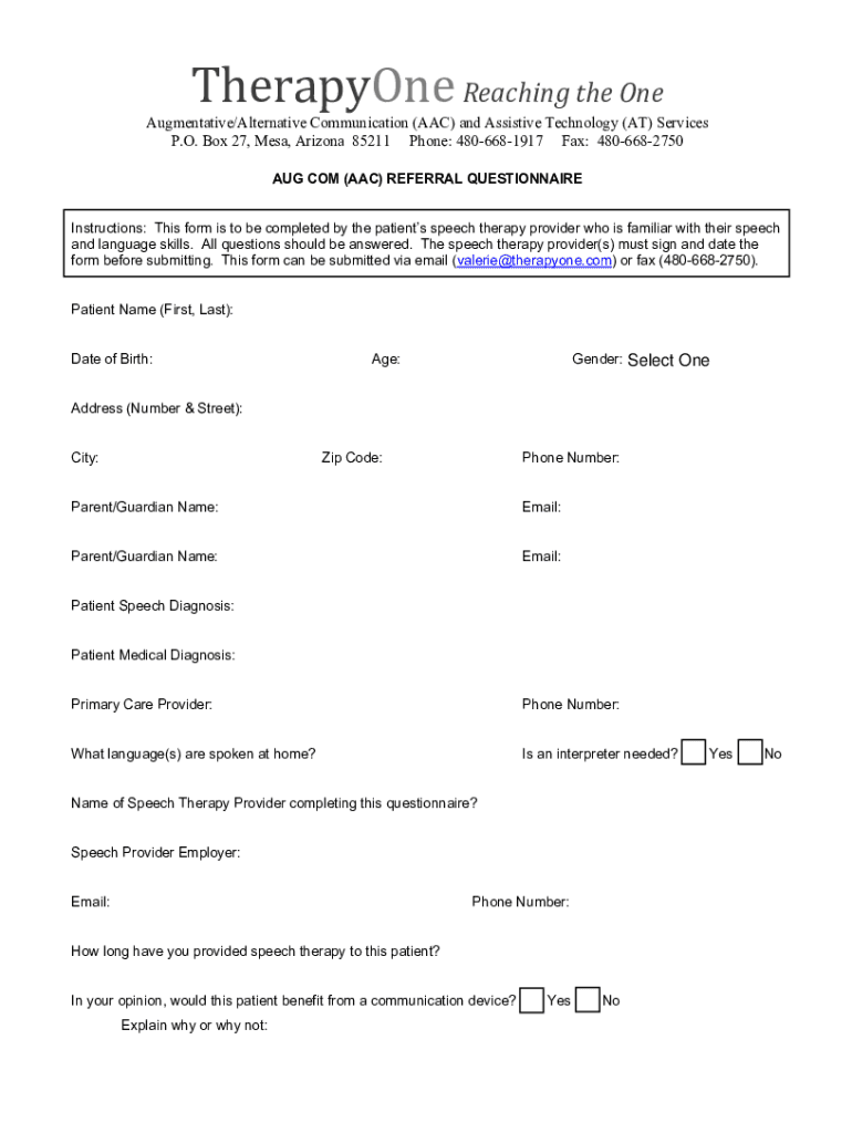 Fillable Online Therapy One Communication Form Fax Email Print - pdfFiller