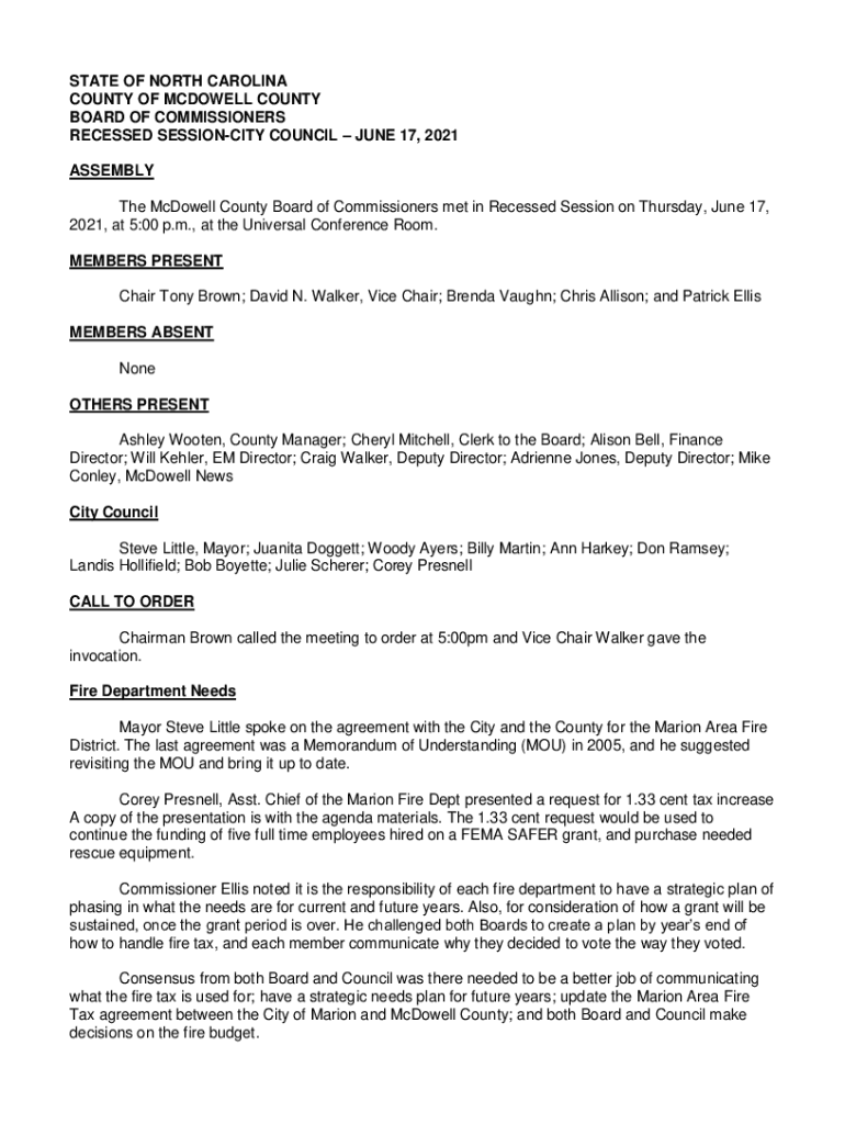 Fillable Online McDowell County, North Carolina Fax Email Print pdfFiller