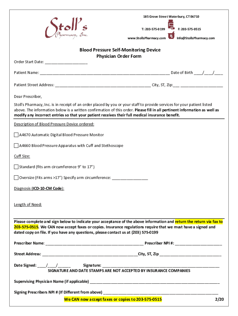 Fillable Online Stoll's Pharmacy Stoll's Pharmacy, Inc.Your local