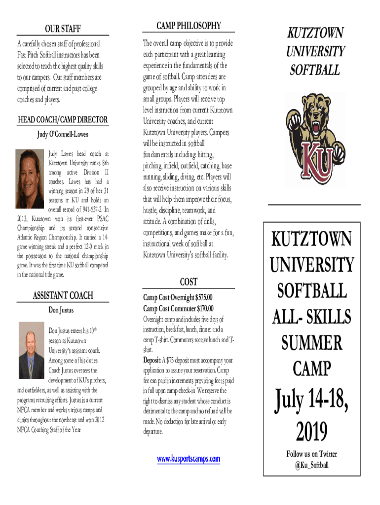 Fillable Online Softball Exposure/Training Camps Delaware Fillies