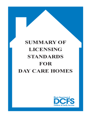 Dcfs summary of licensing standards for daycare centers form