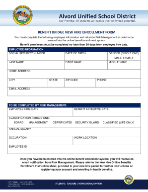 BENEFIT BRIDGE NEW HIRE ENROLLMENT FORM