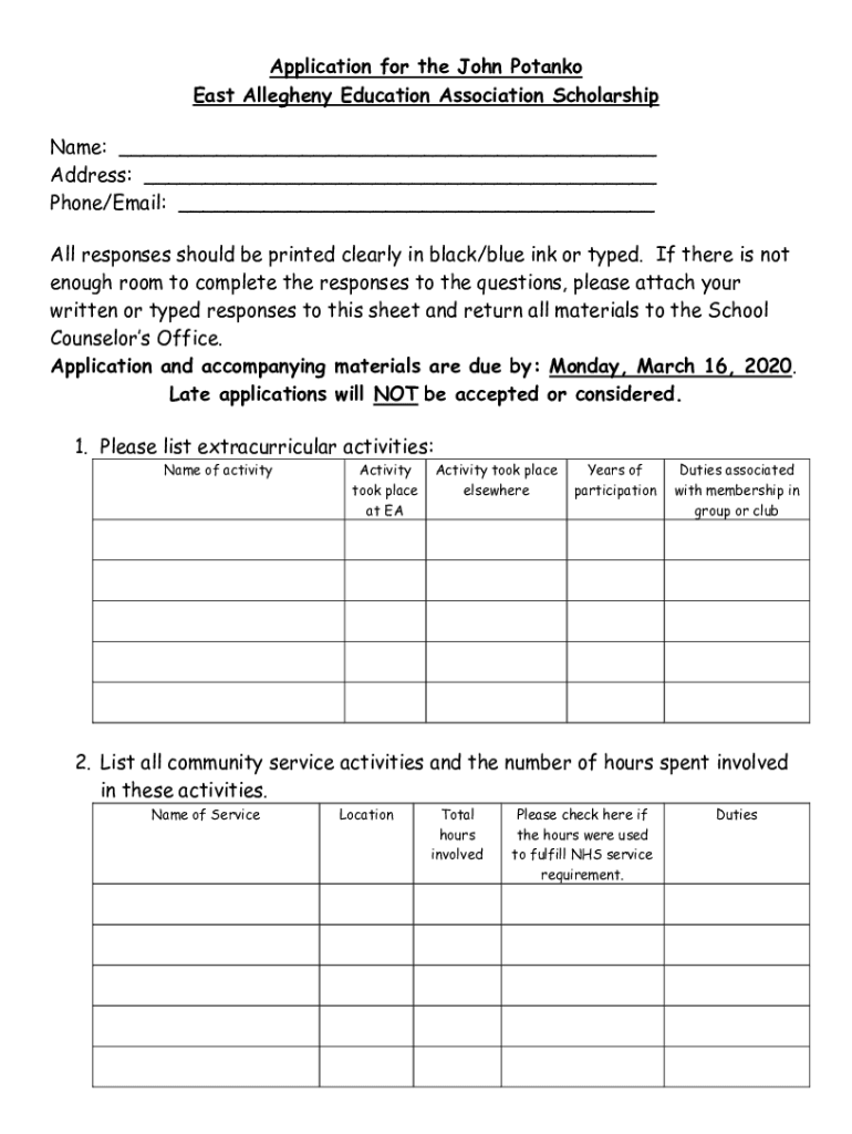 Fillable Online The John Potanko... East Allegheny School District's post Fax Email Print