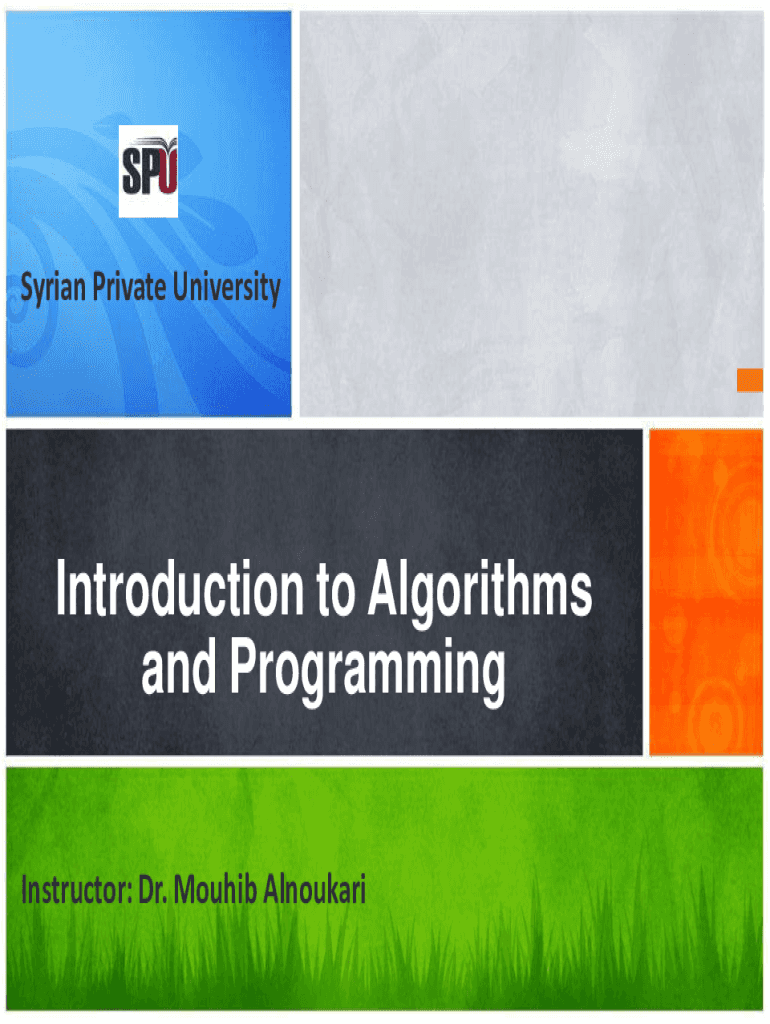 Fillable Online Introduction to Algorithms and Programming Dr. Muhib ...