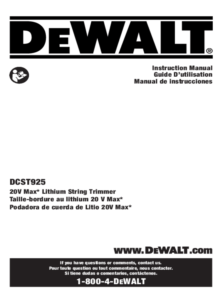 Fillable Online DCST922 Instruction Manual Safety Information & Usage