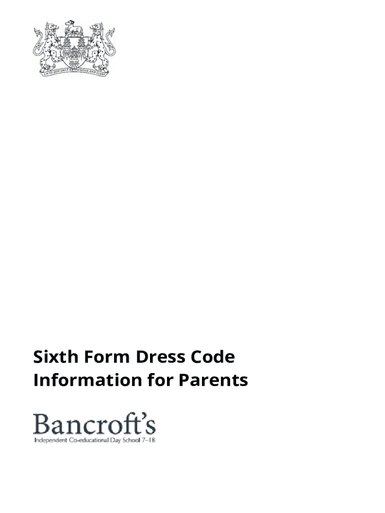 Fillable Online Sixth Form Dress Code Information for Parents Fax Email