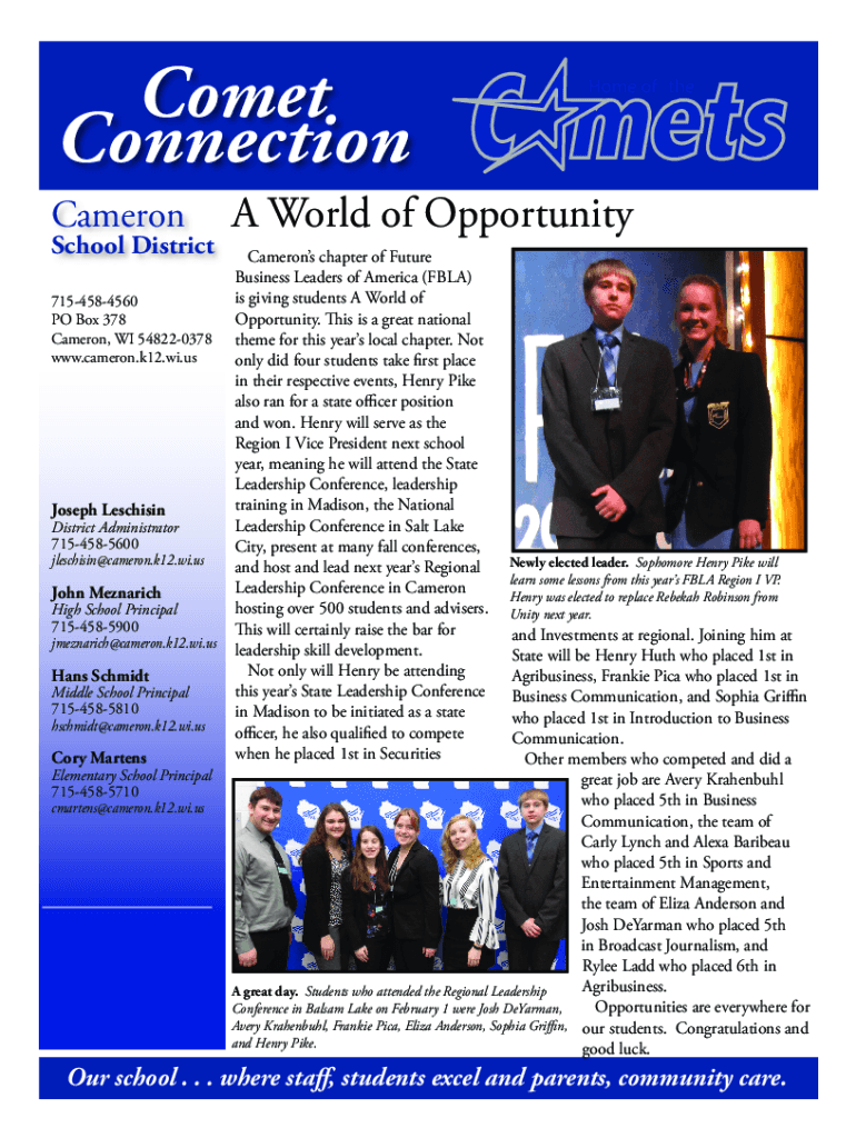 Fillable Online Cameron High Cameron, WI School Boundaries Map