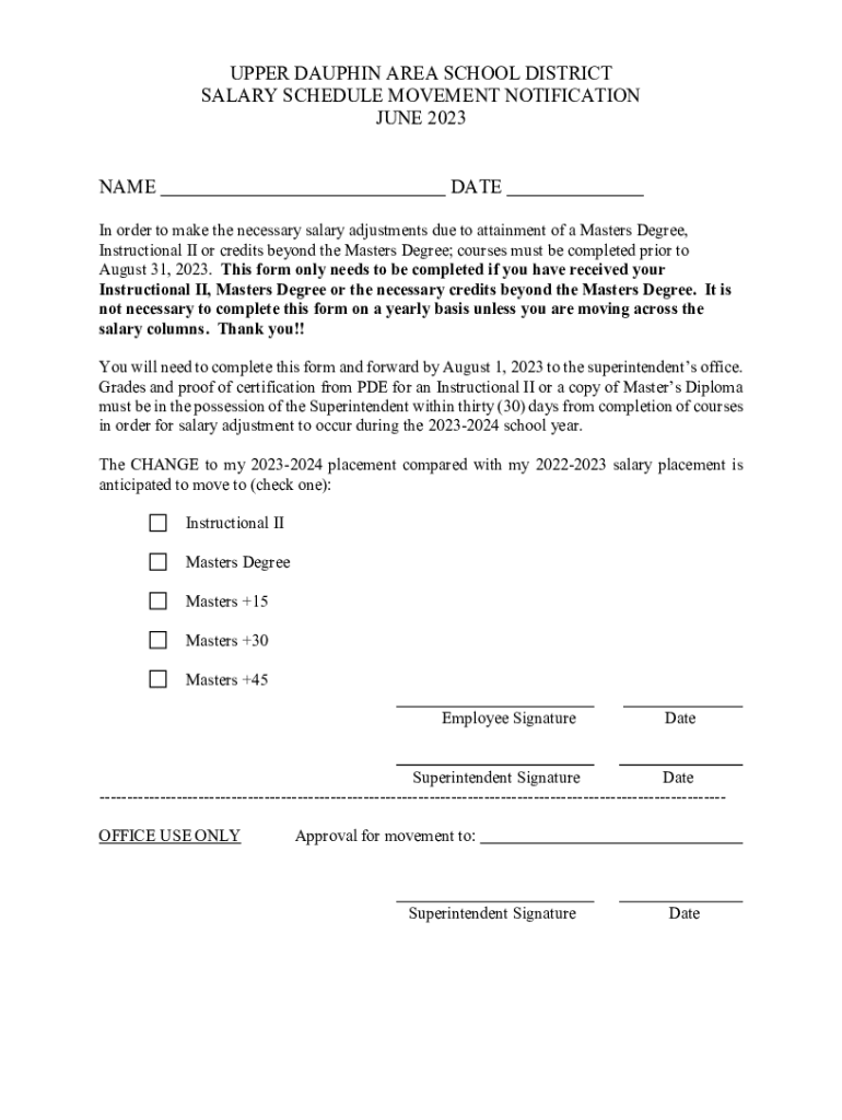 Fillable Online Teacher Salary Movement Form Fax Email Print PdfFiller