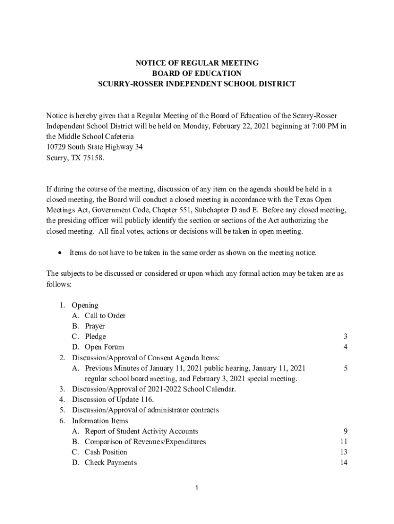 Fillable Online ScurryRosser ISD Public View Fax Email Print pdfFiller