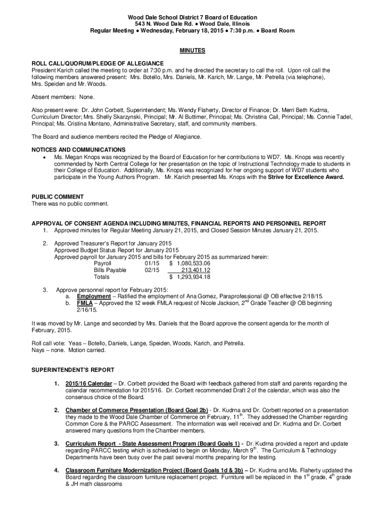 Fillable Online Wood Dale School District 7 Public View Fax Email Print pdfFiller