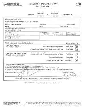 Fillable Online 1. Political Party Interim Financial Report (F-P(I ...