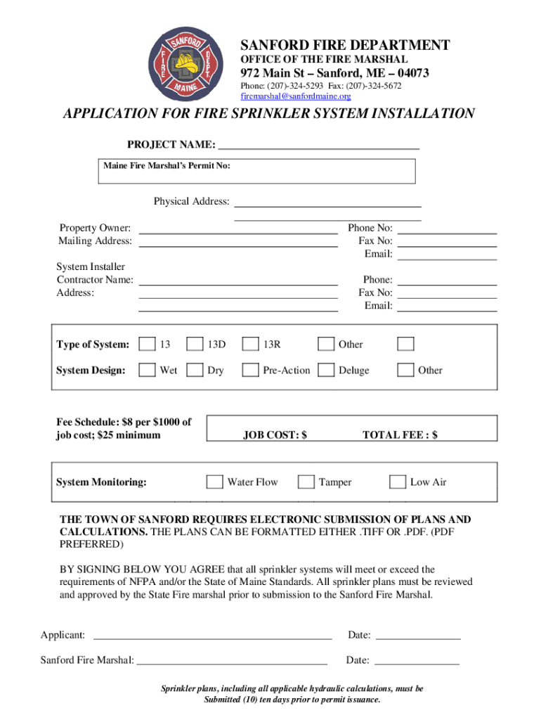 Fillable online city of sanford maine fire department fax email print