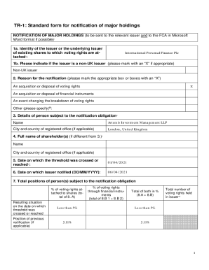 Notification of Major HoldingsCompany Announcement