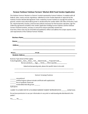 Vendor ApplicationFulshear Farmers Market