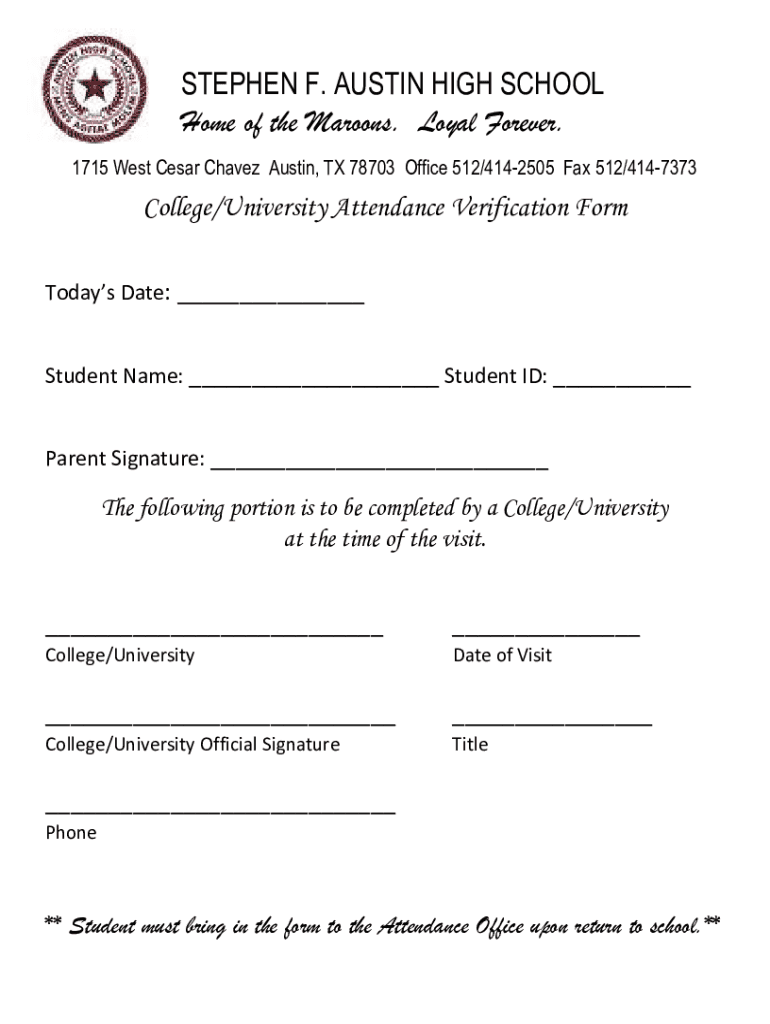 Fillable Online austin austinschools College Visit form Fax Email Print ...