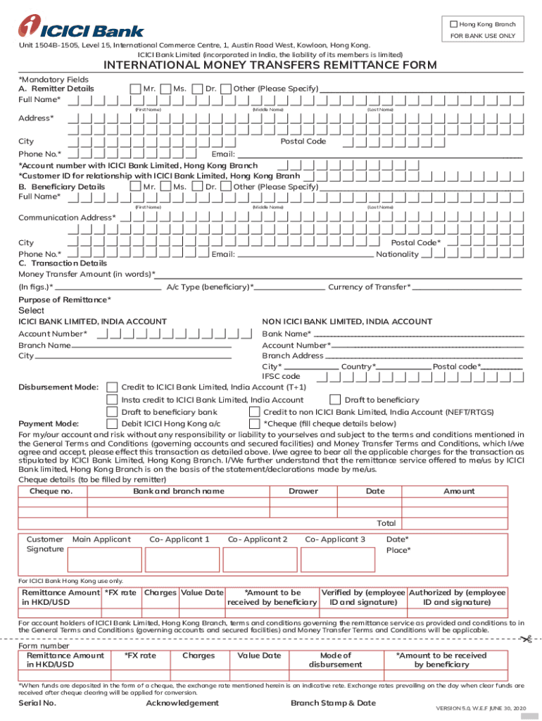 Fillable Online Job No. 4696ACTinternationalmoneytransferform Fax