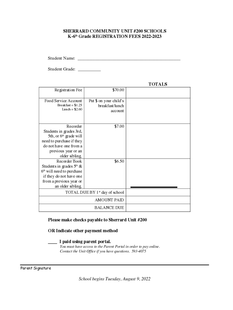 Fillable Online Sherrard Community Unit School District 200, IL