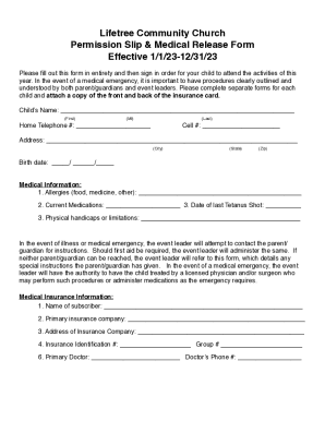 Permission Slip - Release Form