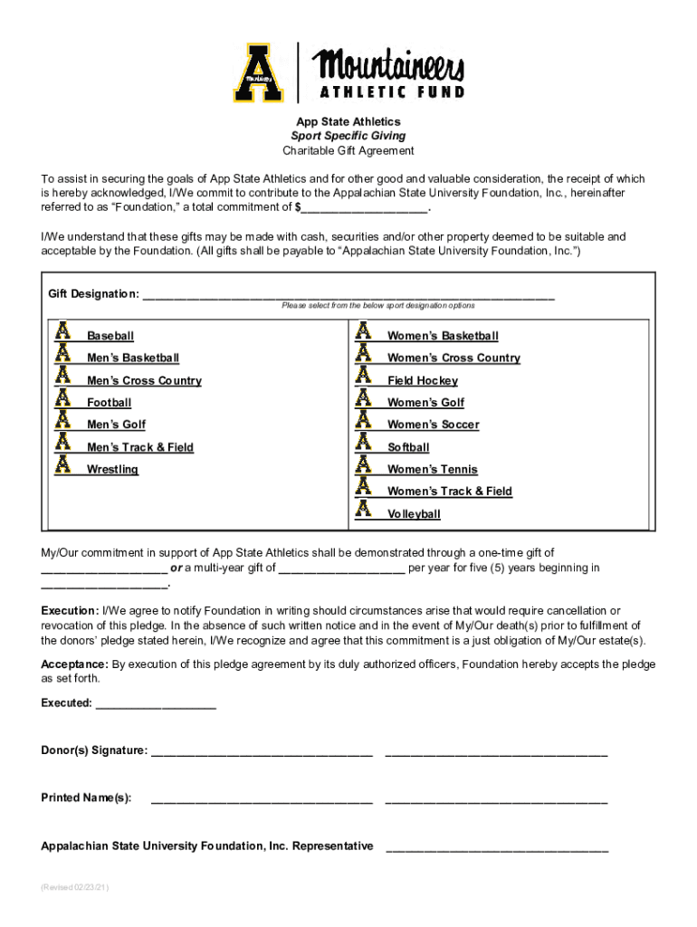 Fillable Online App State Athletics Donation Request Form Fax Email