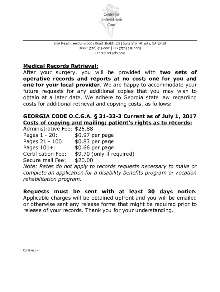 Fillable Online Medical Records Retrieval After your surgery, you will