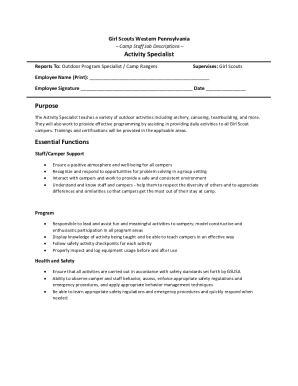 Fillable Online Program Specialist Girl Scout Jobs, Employment Fax ...