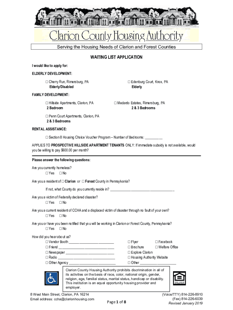 Fillable Online Clarion County Housing Authority Strives to Help Needs