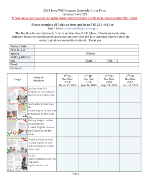 2023 Iowa WIC Program Quarterly Order Form Updated 1- ...