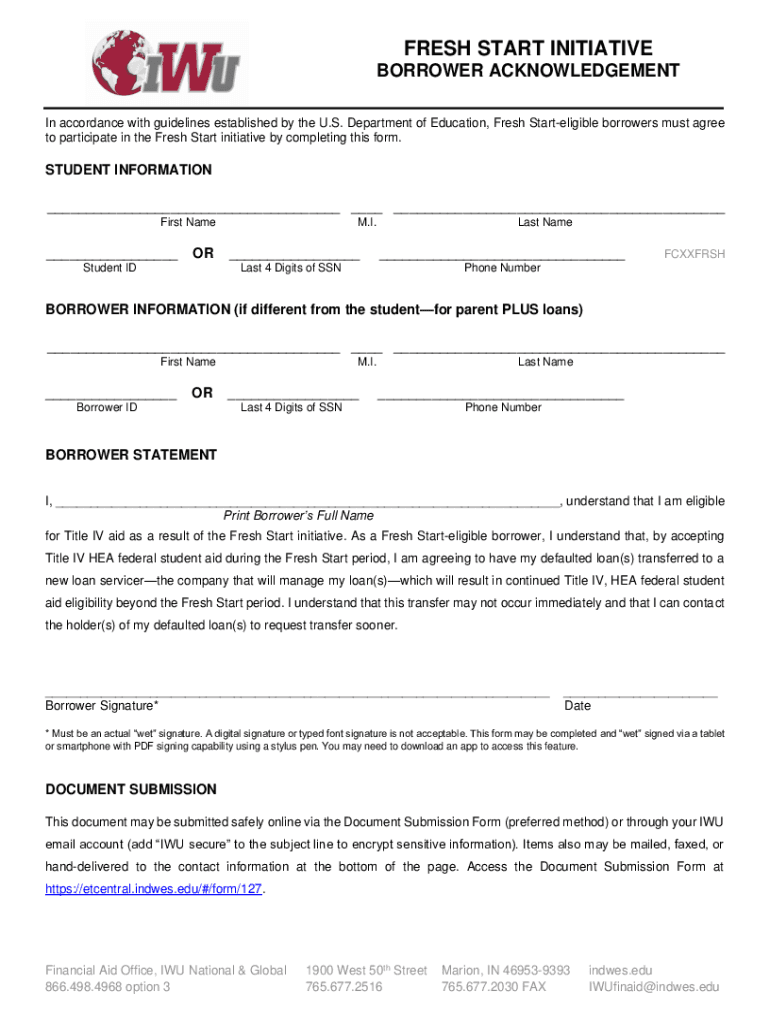 Fillable Online Fresh Start Guidance for Renewed State Financial Aid