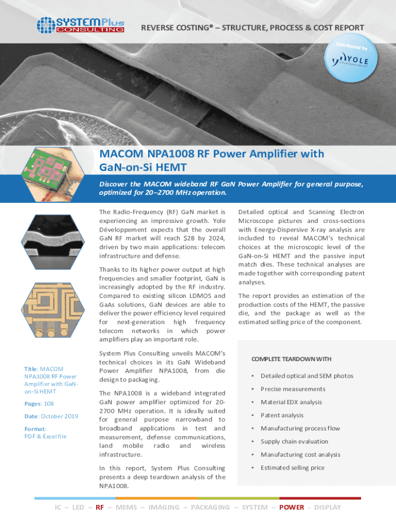 Fillable Online NPA1008 RF Power Amplifier with GaNonSi HEMT