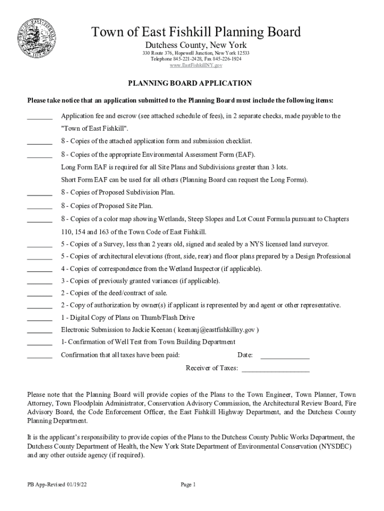 Fillable Online Town of East Fishkill, NY Zoning Board Special Permits