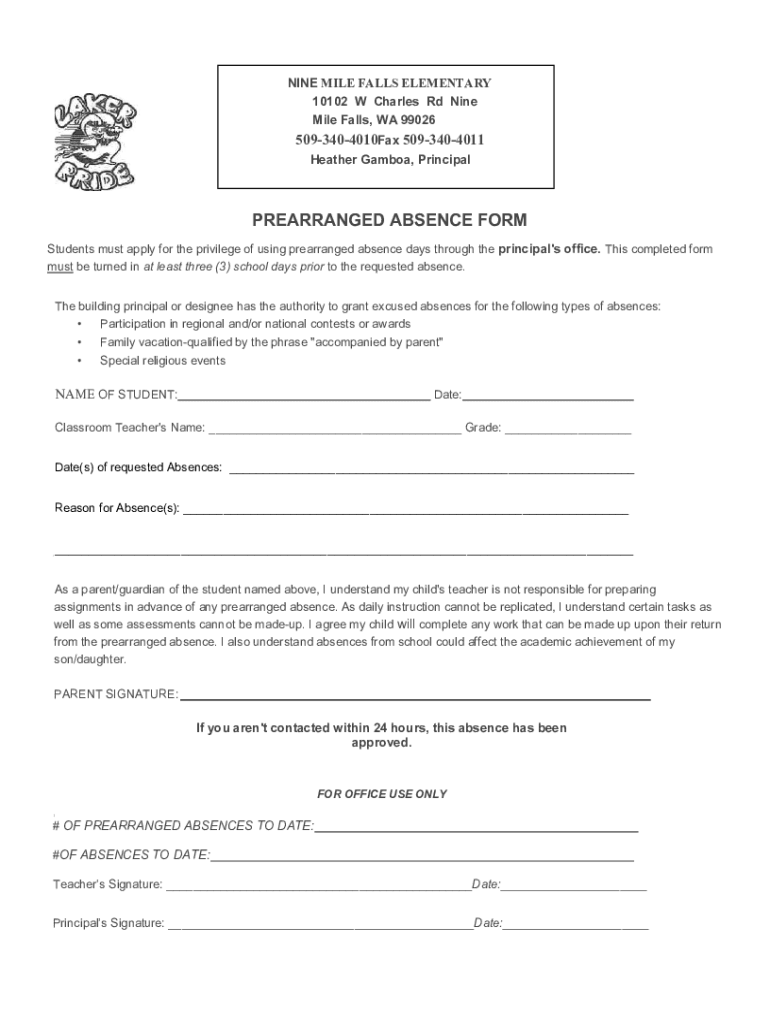 Fillable Online .6 Elementary Counselor Job Opening in Nine Mile Falls