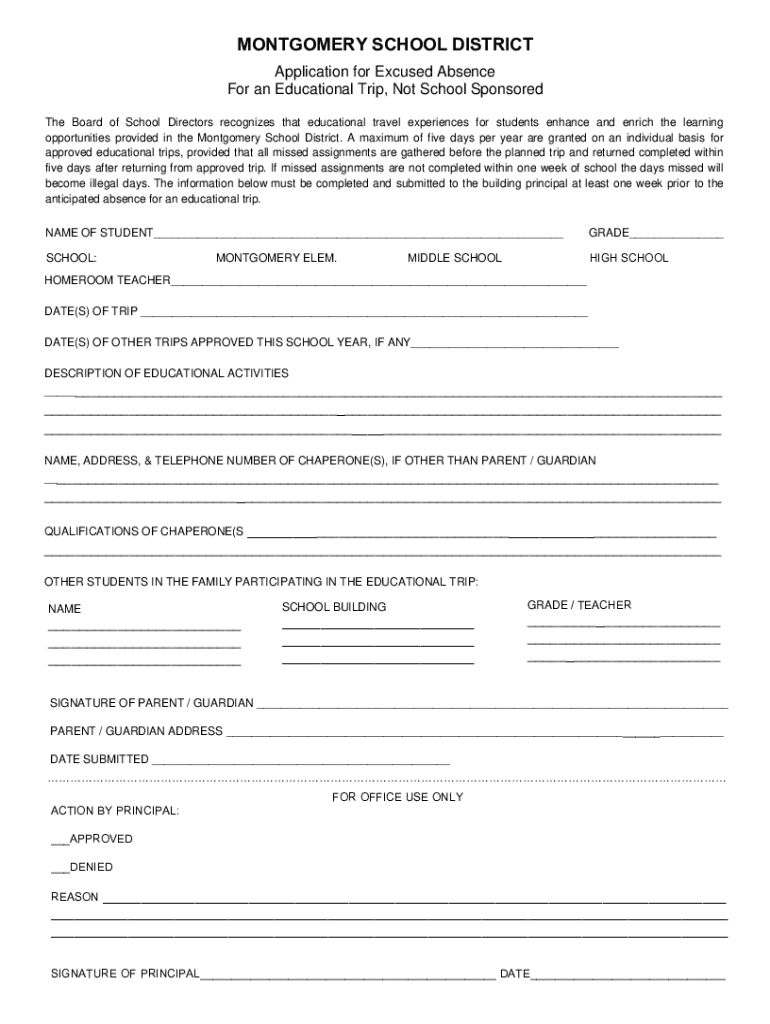 Fillable Online Educational Trip Form - Donald H. Eichhorn Middle ...