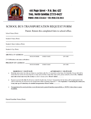 Fillable Online SCHOOL BUS TRANSPORTATION REQUEST FORM Fax Email Print ...