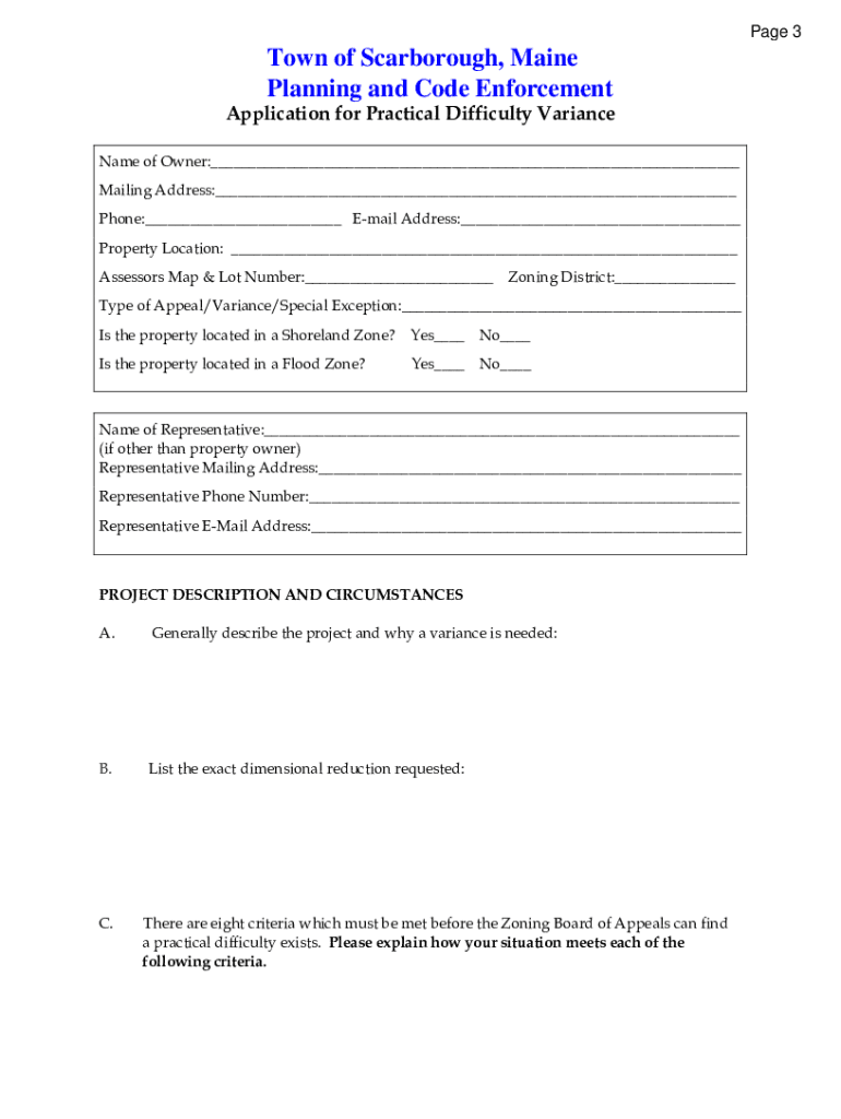 Fillable Online Town of Scarborough, Maine Planning and Code Enforcement Fax Email Print pdfFiller