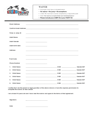 Fillable Online Waiver--Boing-Zone-Trampoline-Park Fax Email Print ...