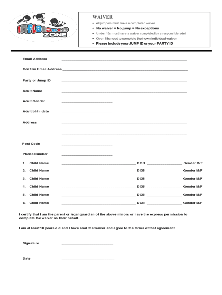 Fillable Online Waiver--Boing-Zone-Trampoline-Park Fax Email Print ...