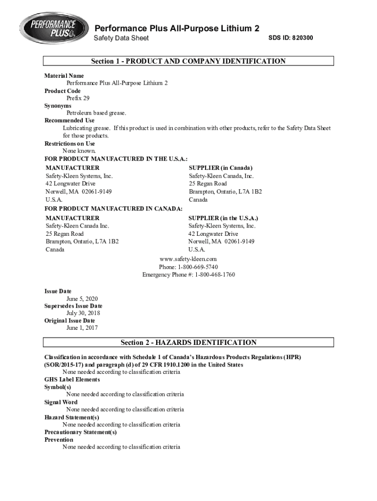 Fillable Online Safety data sheet of LITHIUM COMPLEX GREASE 2
