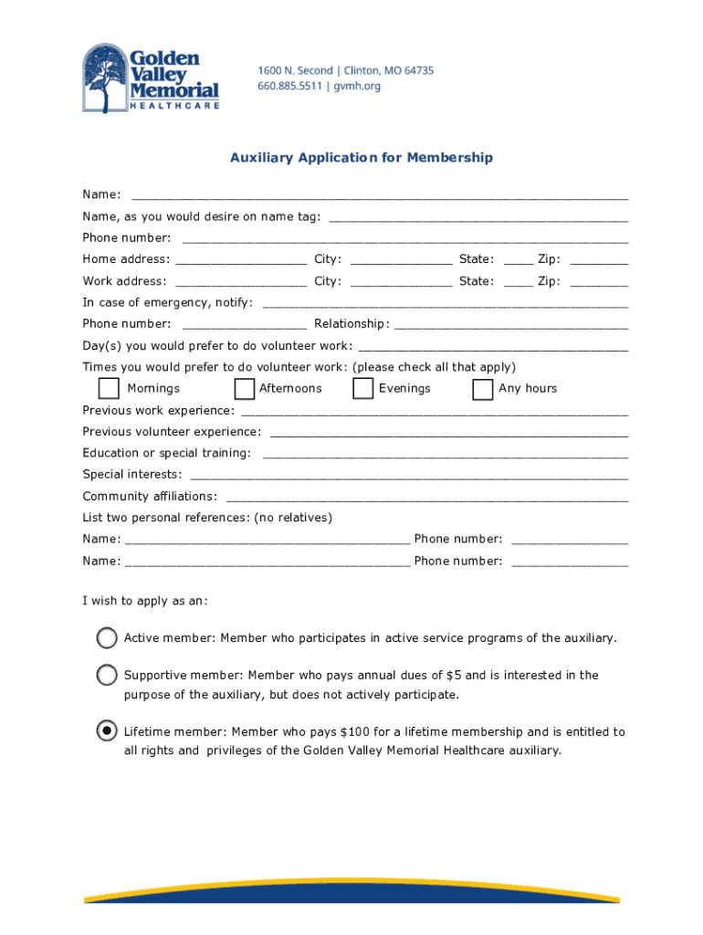 Fillable Online Application for Membership AMVETS LADIES AUXILIARY Fax ...